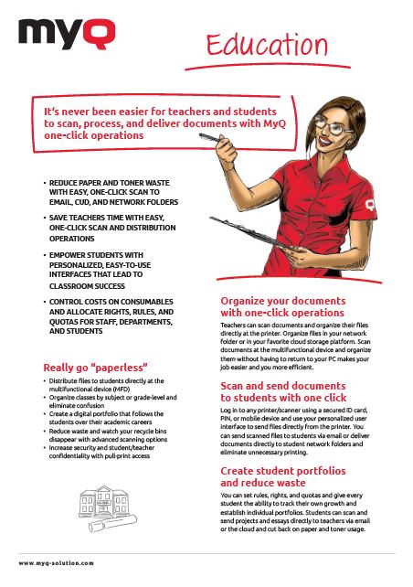 MyQ For Education Datasheet Thumb, Excel Business Systems, Delaware, DE, Pennsylvania, PA