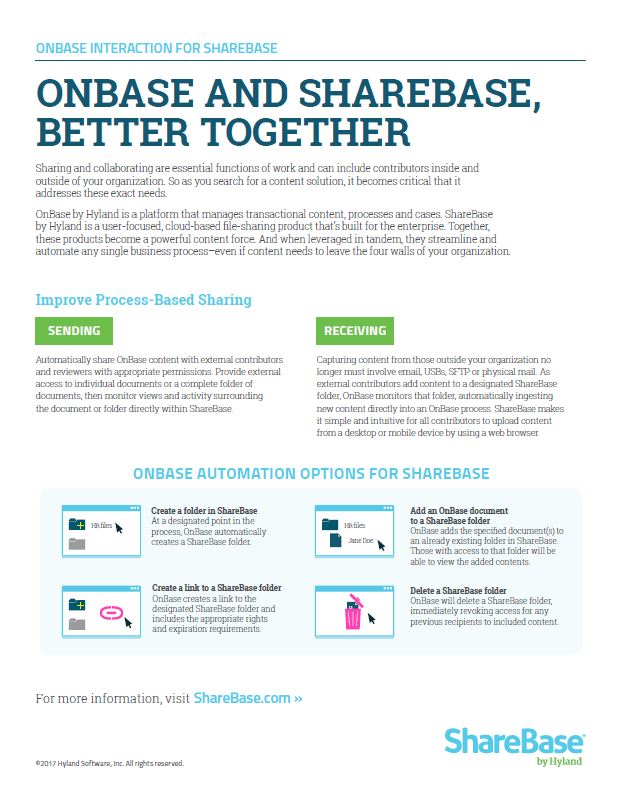 OnBase And ShareBase Better Together Kyocera Software Document Management Thumb, Excel Business Systems, Delaware, DE, Pennsylvania, PA