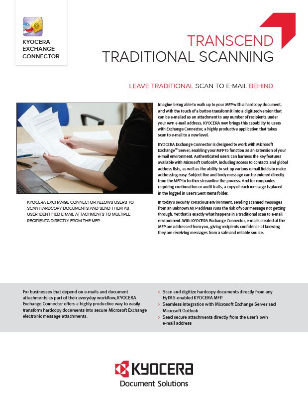 Kyocera Software Capture And Distribution Exchange Connector Brochure Thumb, Excel Business Systems, Delaware, DE, Pennsylvania, PA