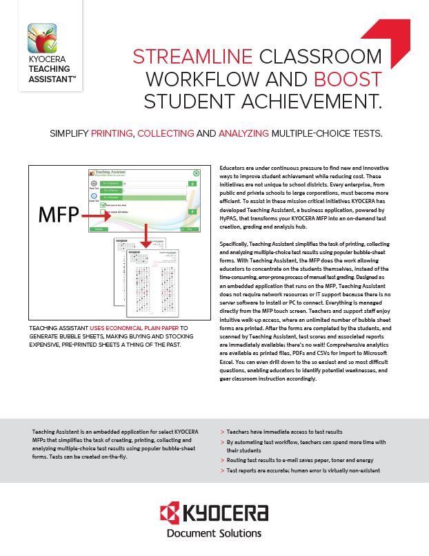 Kyocera Software Capture And Distribution Teaching Assistant Brochure Thumb, Excel Business Systems, Delaware, DE, Pennsylvania, PA