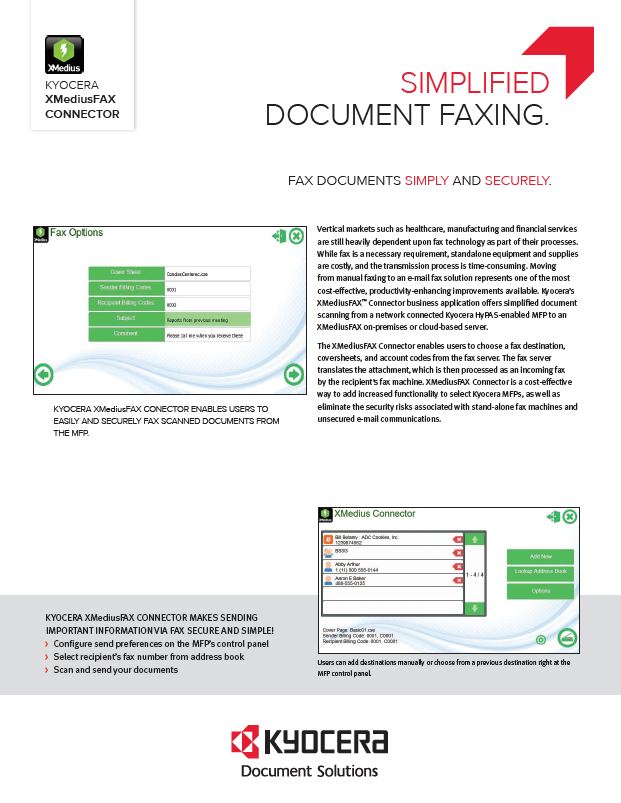 Kyocera Software Document Management Xmediusfax Connector Data Sheet Thumb, Excel Business Systems, Delaware, DE, Pennsylvania, PA
